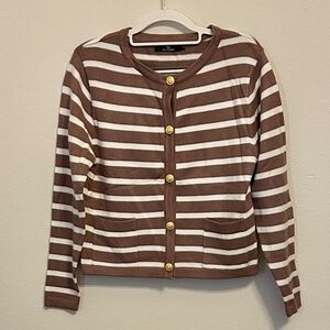 LILLUSORY Women’s Brown and White Striped Cardigan, NEVER WORN, Size Small